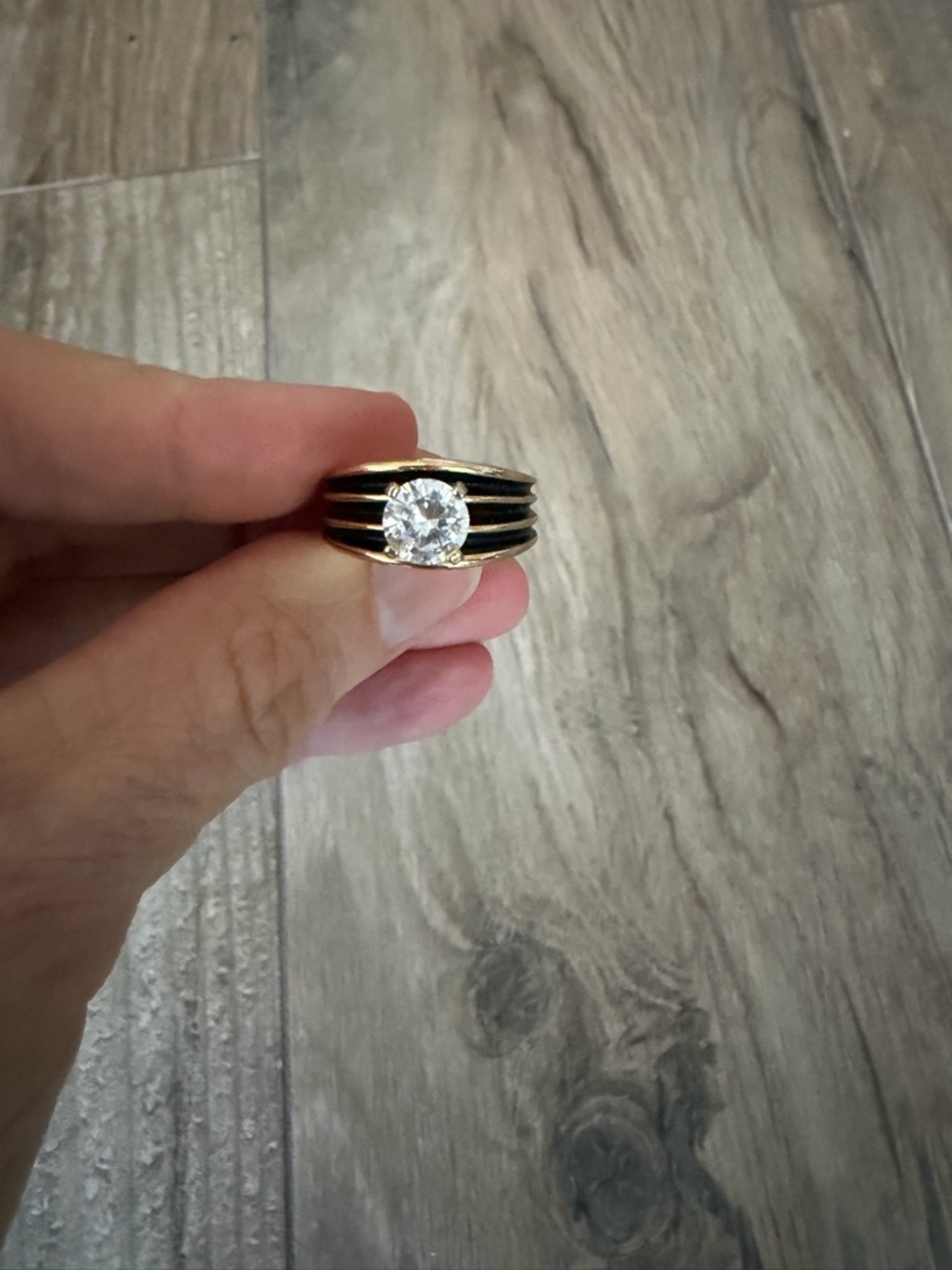 Vintage Joseph Esposito Black & Gold Solitaire Ring